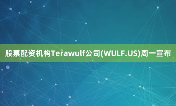 股票配资机构Terawulf公司(WULF.US)周一宣布