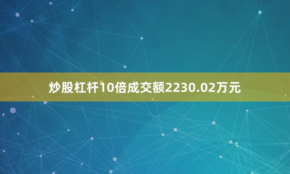 炒股杠杆10倍成交额2230.02万元